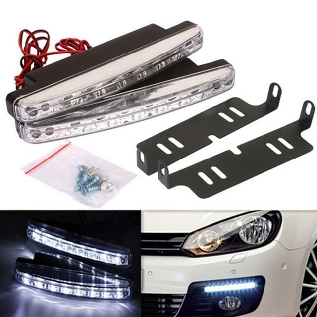 Set 2 lumini de zi, 8 leduri, alb rece, 12 V, impermeabile, universale [6]