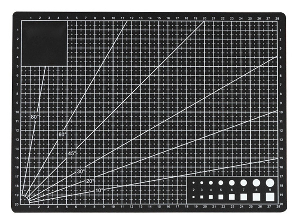 Placa pentru taiere precisa, modelare, fata-verso, cu auto-vindecare A4, 22 x 30 cm, scara clar vizibila, negru [2]
