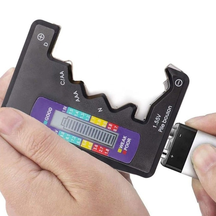 Tester digital pentru baterii, 9V si 1.5V, afisaj LCD, negru [3]