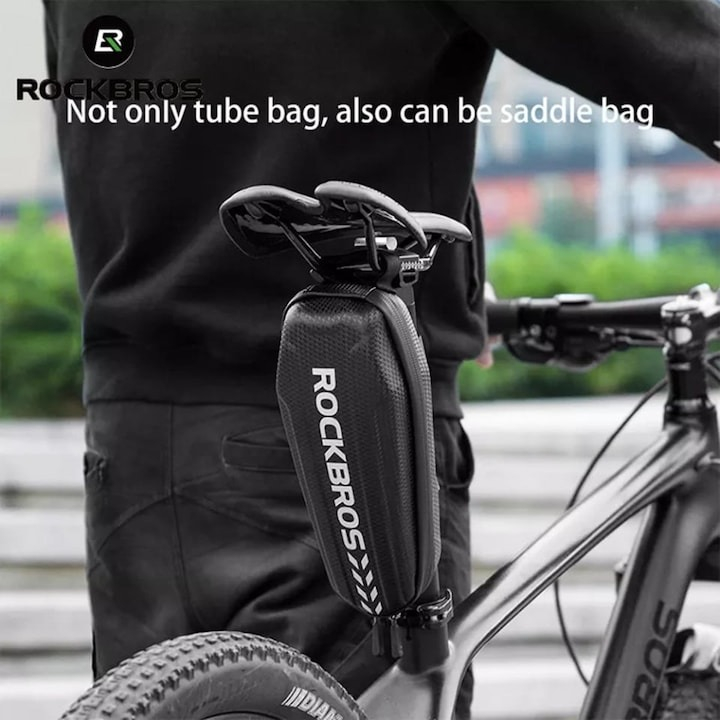 Geanta pentru bicicleta 1.1l, impermeabila, 22 x 9.6 x 7.6 cm, negru [7]