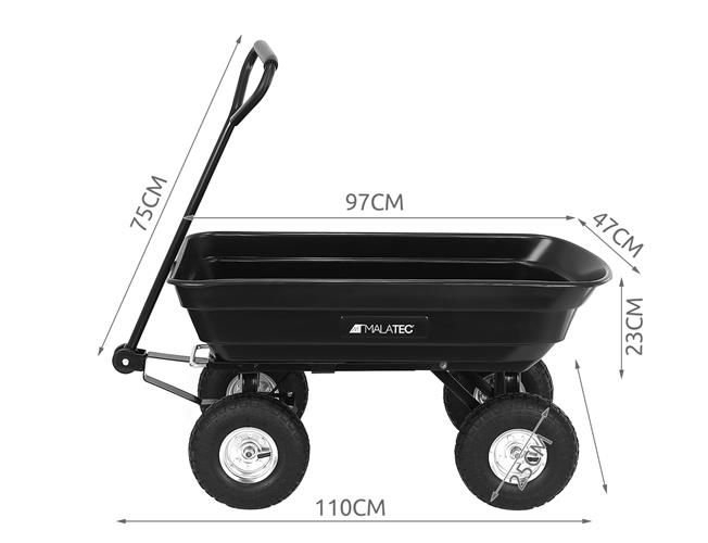 Carucior,roaba de gradina basculabil,capacitate maxima de incarcare 250 kg - Negru [5]