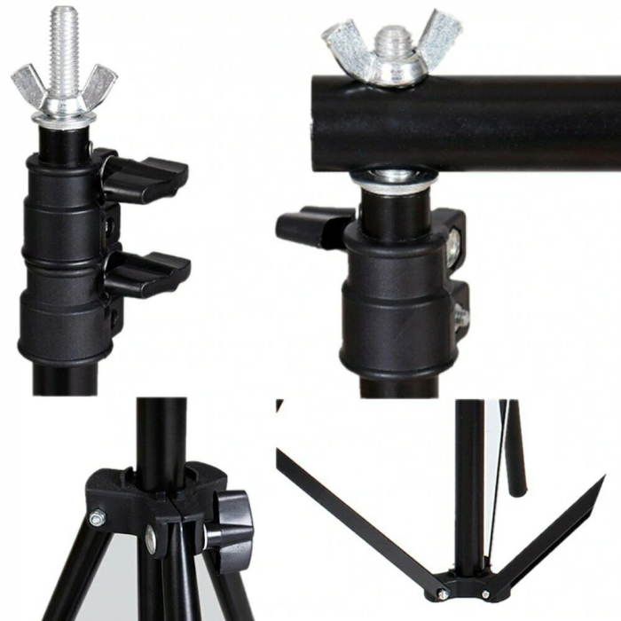 Suport foto studio reglabil 2x3m, clesti inclusi + panza de fundal alb 2x3m [4]