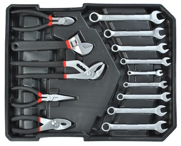 Trusa de scule din aluminiu, tip troler, usor de transportat cu 187 piese - Gri [6]