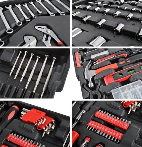 Trusa de scule din aluminiu, tip troler, usor de transportat cu 1000 piese - Gri [10]
