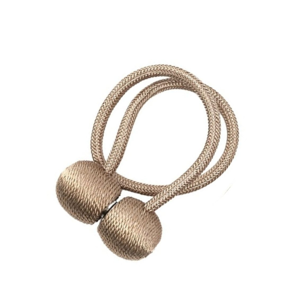 Accesoriu magnetic pentru perdele si draperii, snur textil impletit, 44 cm, bej antichizat [2]
