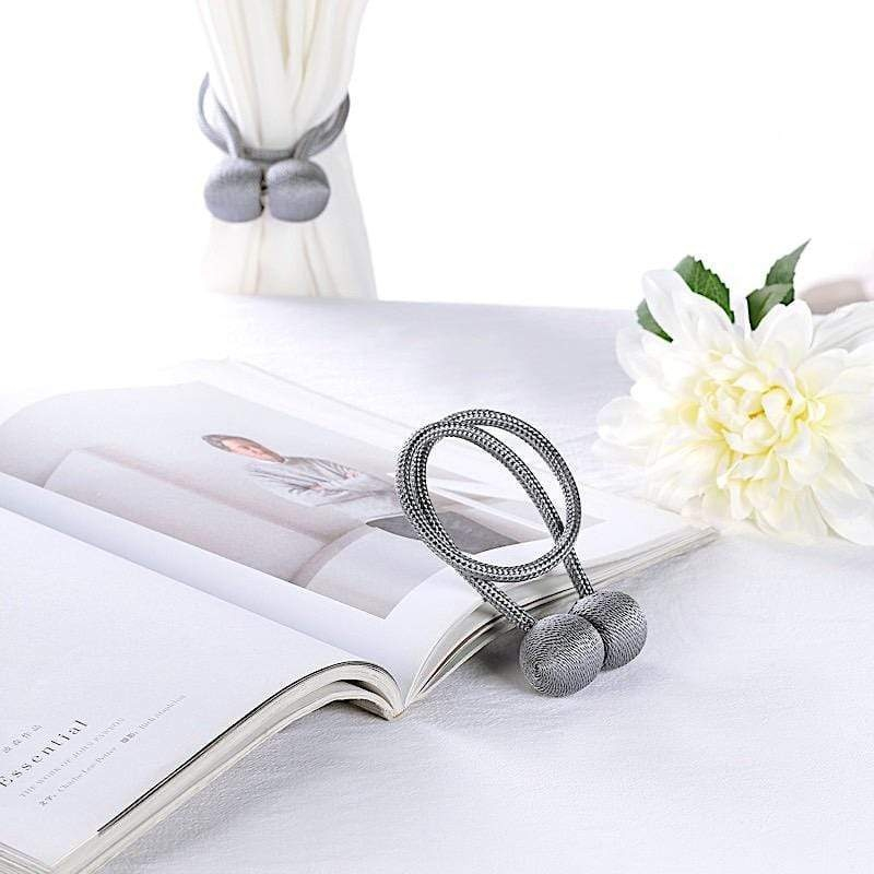 Accesoriu magnetic pentru perdele, snur textil impletit, 44 cm, gri antracit [5]