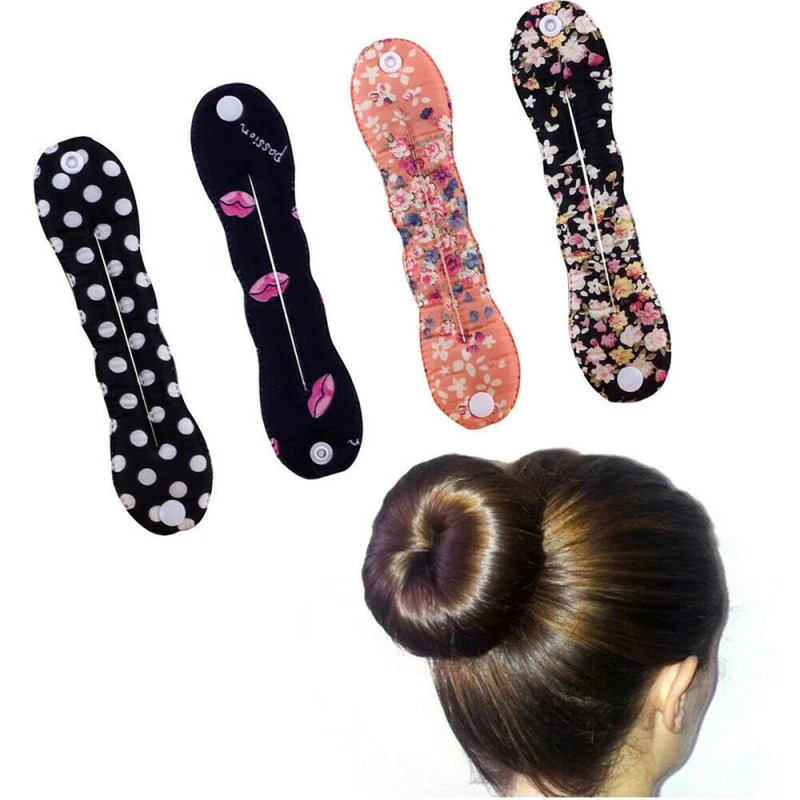 Accesoriu tip twister, pentru aranjarea parului in stil coc, 23 cm, roz/rosu [2]