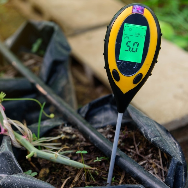 Acid meter tester de pH pentru sol horticole, masurare temperatura, umiditate si lumina, afisaj iluminat, sonda 20 cm, galben [5]