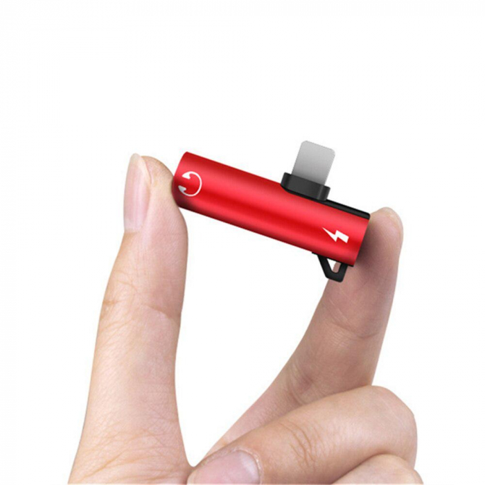 Adaptor 2in1, 2x USB Iphone - Jack 3.5 mm cu breloc de prindere - Multicolor [4]