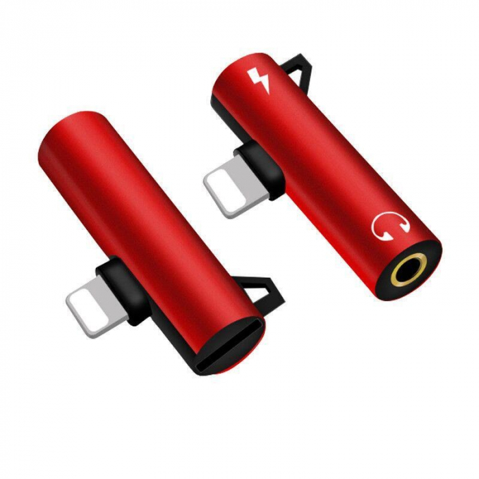 Adaptor 2in1, 2x USB Iphone - Jack 3.5 mm cu breloc de prindere - Multicolor [3]