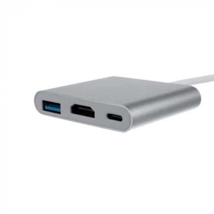 Adaptor Hub 3in1, HDMI,USB 3.0,type C,transfer rapid de date - Gri [3]