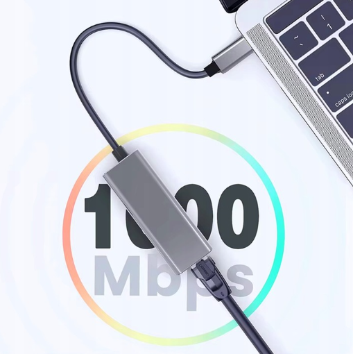 Adaptor cablu internet USB-C, viteza 1000Mbps, RJ45 Gigabit Ethernet [3]