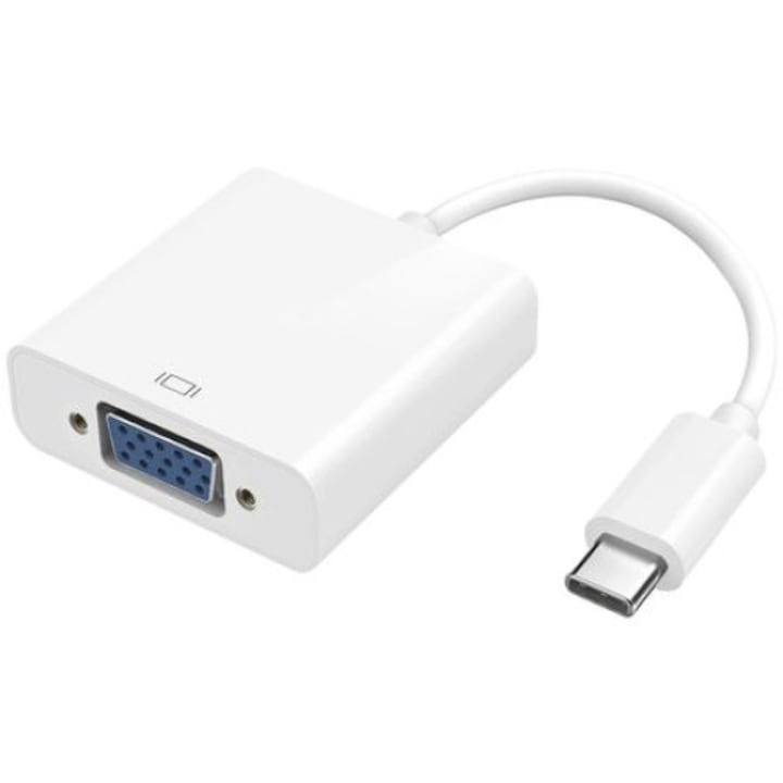 Adaptor cablu VGA mama, USB type C tata - Alb
