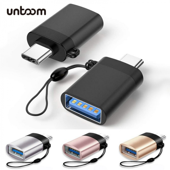 Adaptor Conversie USB 3.0 la USB Type-C, USB-A, USB-C, snur de prindere - Negru [2]