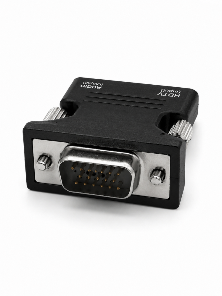 Adaptor convertor negru HDMI la VGA cu iesire audio 3.5 mm, cablu AUX inclus, pentru conectare PC, laptop, TV Box, consola la monitor sau proiector VGA [3]