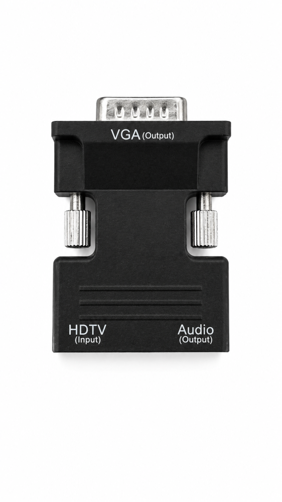 Adaptor convertor negru HDMI la VGA cu iesire audio 3.5 mm, cablu AUX inclus, pentru conectare PC, laptop, TV Box, consola la monitor sau proiector VGA [4]