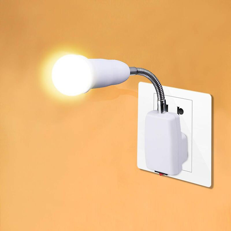 Adaptor dulie E27 alb, 20 cm, cu intrerupator fara fir, convertor pentru becuri LED, brat flexibil reglabil 360 grade, pentru bucatarie, dormitor, restaurant si cafenea [2]