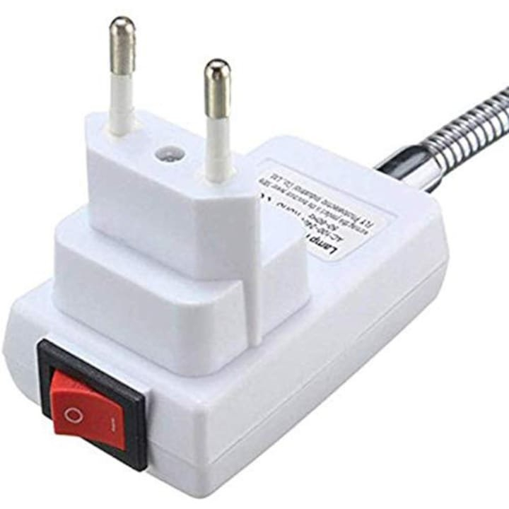 Adaptor dulie E27 alb, 20 cm, cu intrerupator fara fir, convertor pentru becuri LED, brat flexibil reglabil 360 grade, pentru bucatarie, dormitor, restaurant si cafenea [5]