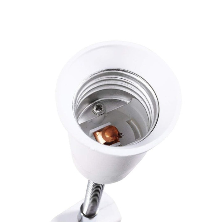 Adaptor dulie E27 cu intrerupator fara fir, convertor pentru becuri LED, reglabil 360 grade, usor de instalat, pentru bucatarie, sufragerie, restaurante si cafenele, plastic, alb [3]