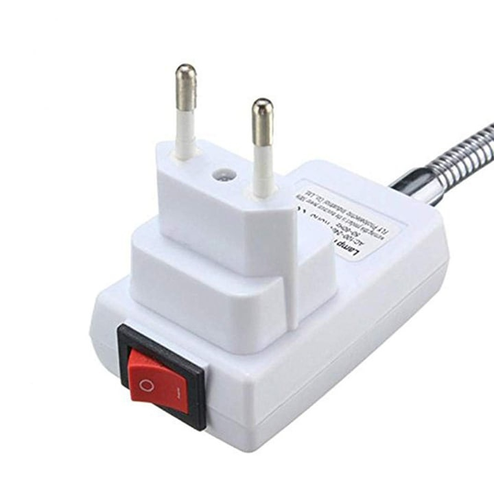 Adaptor dulie E27 cu intrerupator fara fir, convertor pentru becuri LED, reglabil 360 grade, usor de instalat, pentru bucatarie, sufragerie, restaurante si cafenele, plastic, alb [6]