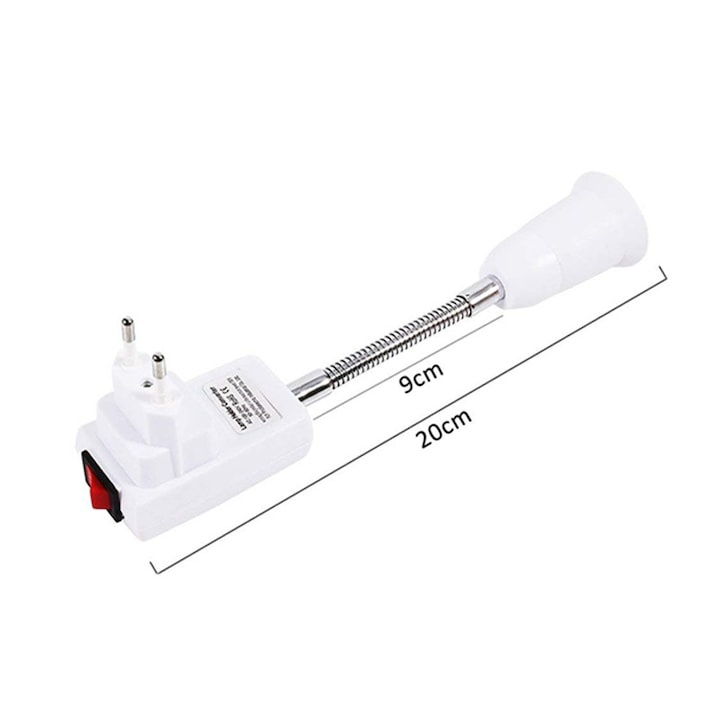Adaptor dulie E27 cu intrerupator fara fir, convertor pentru becuri LED, reglabil 360 grade, usor de instalat, pentru bucatarie, sufragerie, restaurante si cafenele, plastic, alb [4]