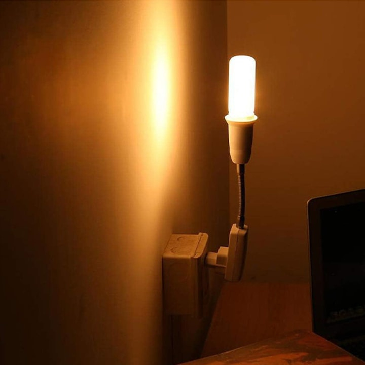 Adaptor dulie E27 cu intrerupator fara fir, convertor pentru becuri LED, reglabil 360 grade, usor de instalat, pentru bucatarie, sufragerie, restaurante si cafenele, plastic, alb [2]