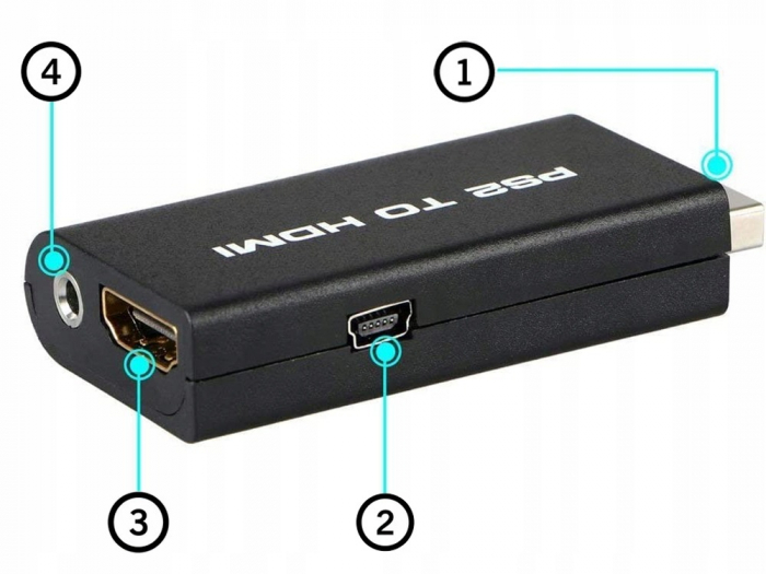 Adaptor PS2 la HDMI cu mini-jack 3,5 mm Negru [2]
