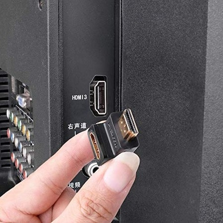Mini Adaptor dublu HDMI cu unghi 90 grade, HDMI mama - HDMI tata - Negru [5]