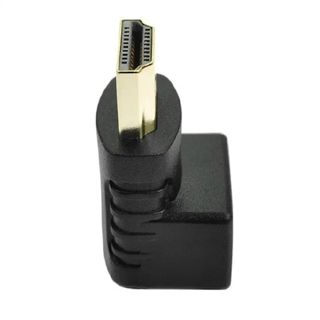 Mini Adaptor dublu HDMI cu unghi 90 grade, HDMI mama - HDMI tata - Negru [2]