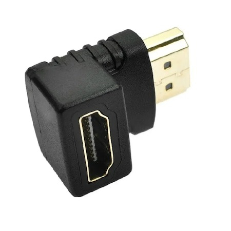 Mini Adaptor dublu HDMI cu unghi 90 grade, HDMI mama - HDMI tata - Negru [4]