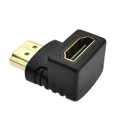 Mini Adaptor dublu HDMI cu unghi 90 grade, HDMI mama - HDMI tata - Negru [3]
