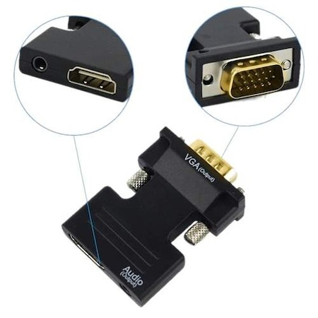 Adaptor HDMI la VGA, Jack 3,5 mm, 1080P, Negru [3]