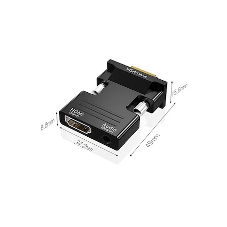 Adaptor HDMI la VGA, Jack 3,5 mm, 1080P, Negru [6]