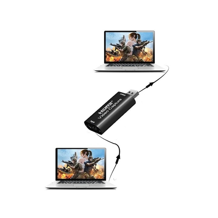 Adaptor HDMI pentru captura video de inalta calitate, conectare USB - Negru [3]