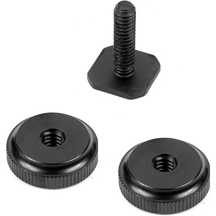 Adaptor negru pentru patina blitz, cu filet 1/4 inch, surub dublu de fixare, suport pentru camera foto, lumina LED, flash si accesorii video [3]