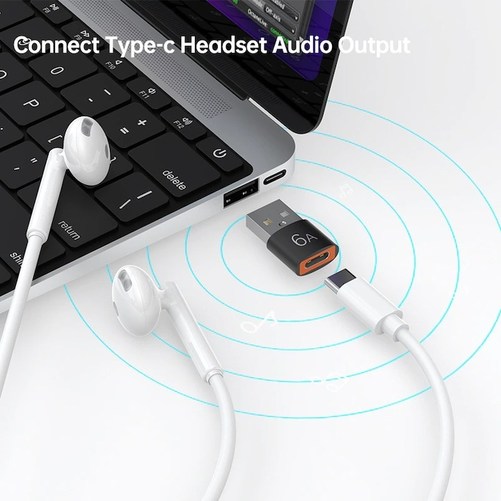 Adaptor OTG, de la USB tata la Type-C mama, 60W - Negru [5]