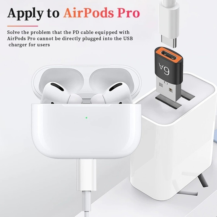 Adaptor OTG, de la USB tata la Type-C mama, 60W, Portocaliu [4]