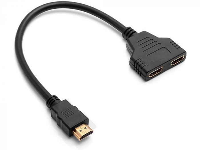 Adaptor splitter 2 intrari HDMI si 1 iesire HDMI, lungime cablu 30 cm - Negru [7]