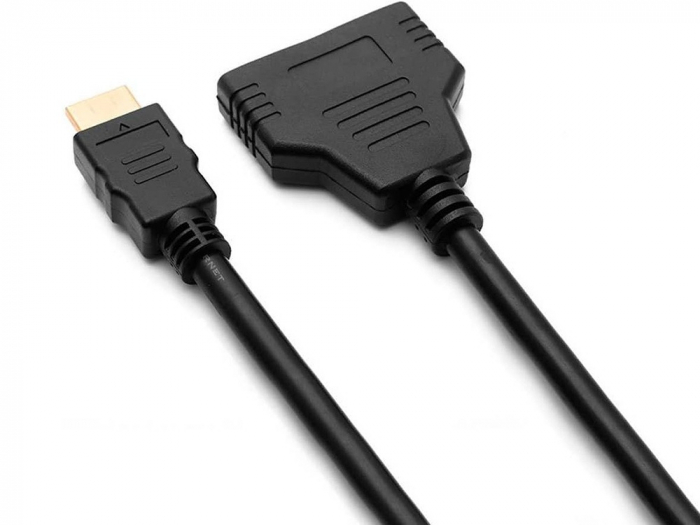 Adaptor splitter 2 intrari HDMI si 1 iesire HDMI, lungime cablu 30 cm - Negru [5]