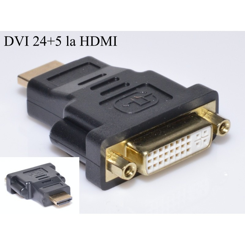 Adaptor universal HDMI tata - DVI mama, 24+5 - Negru [4]