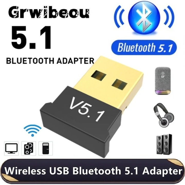 Adaptor USB, bluetooth, 5.1 rapid, 2.4 GHz, raza de actiune 20m, 2.2x1.6x0.6 cm [2]
