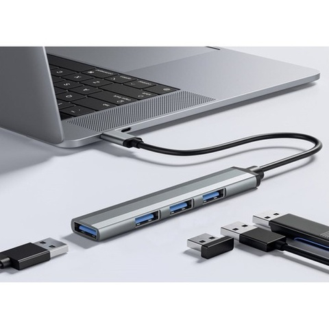 Adaptor USB cu 4 iesiri, transfer rapid de date, USB 3.0 si 2.0, carcasa aluminiu, Plug & Play, pentru laptop si PC [3]
