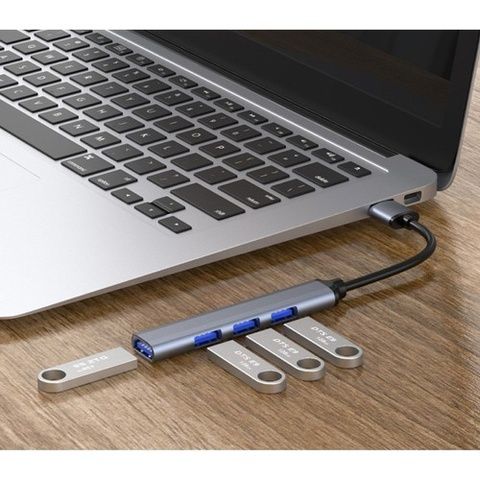 Adaptor USB cu 4 iesiri, transfer rapid de date, USB 3.0 si 2.0, carcasa aluminiu, Plug & Play, pentru laptop si PC [6]