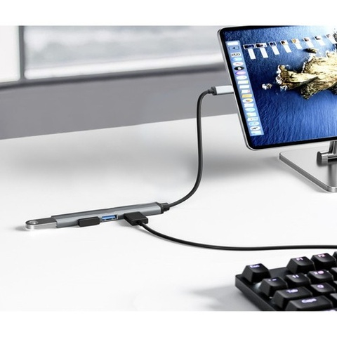Adaptor USB cu 4 iesiri, transfer rapid de date, USB 3.0 si 2.0, carcasa aluminiu, Plug & Play, pentru laptop si PC [7]