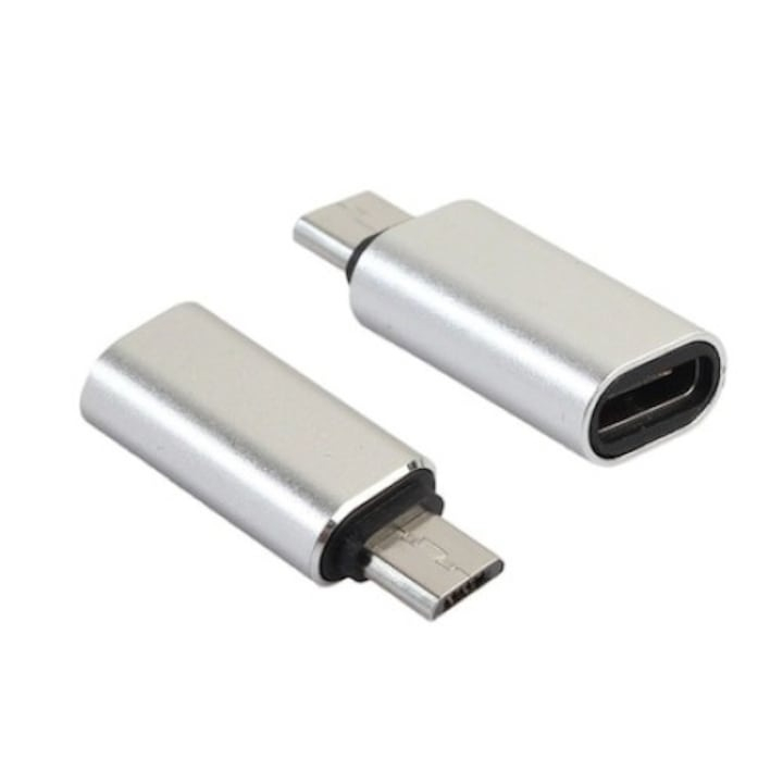 Adaptor USB tip C la micro USB pentru diverse dispozitive - Gri [4]