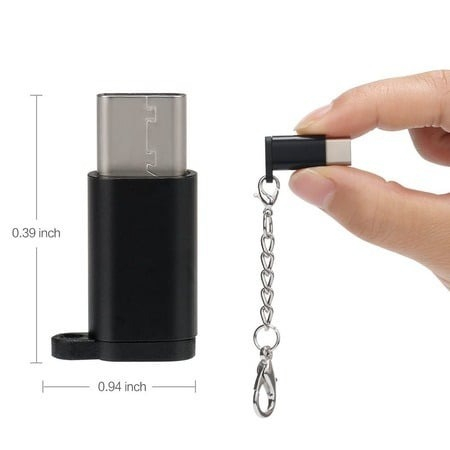 Adaptor USB Type C intrare - micro USB iesire cu suport metalic - Negru [4]