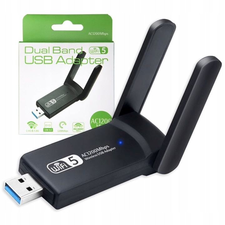 Adaptor wireless cu USB, 1200 Mbps, dual-band 2.4/5 GHz, interfata USB 2.0/3.0, securitate avansata si design compact, 8x4x1.5 cm, negru [2]