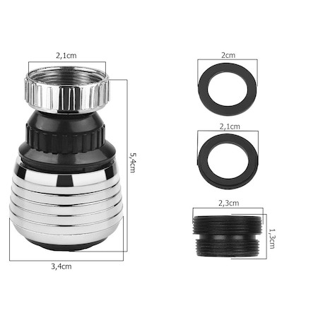 Aerator, extensie pentru robinet universala cu 2 moduri de pulverizare - Negru/gri [5]