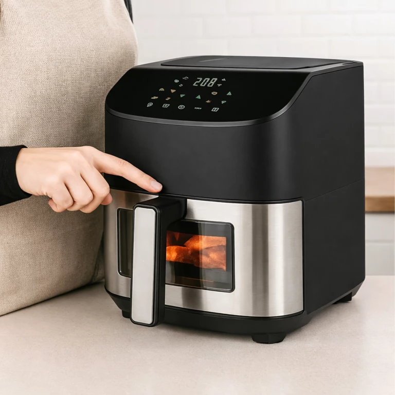 Air Fryer 6L cu fereastra de vizualizare, 1500W, 8 programe inteligente, panou tactil digital, temperatura reglabila 80-200°C, negru [2]