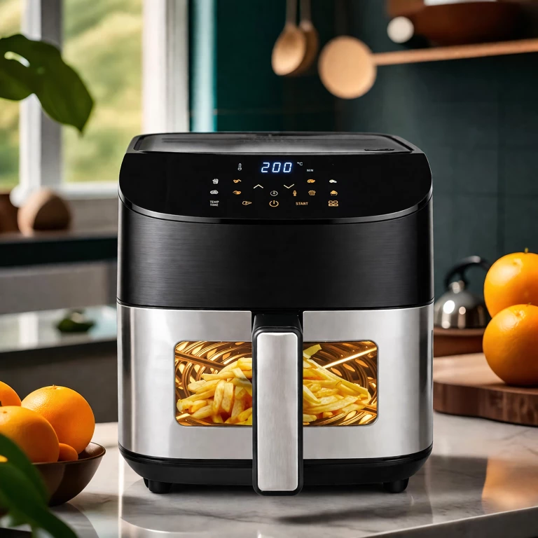 Air Fryer 6L cu fereastra de vizualizare, 1500W, 8 programe inteligente, panou tactil digital, temperatura reglabila 80-200°C, negru [4]